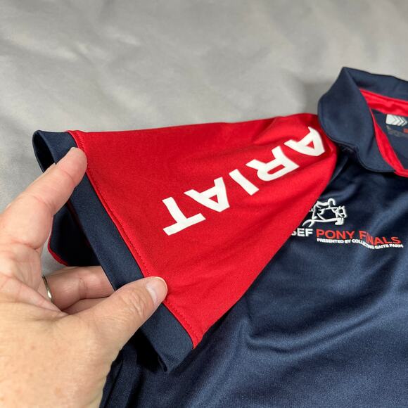 Ariat Shirt Womens Large Team Polo 3.0 USEF Pony Finals Tek USA Equestrian Blue - Picture 5 of 14